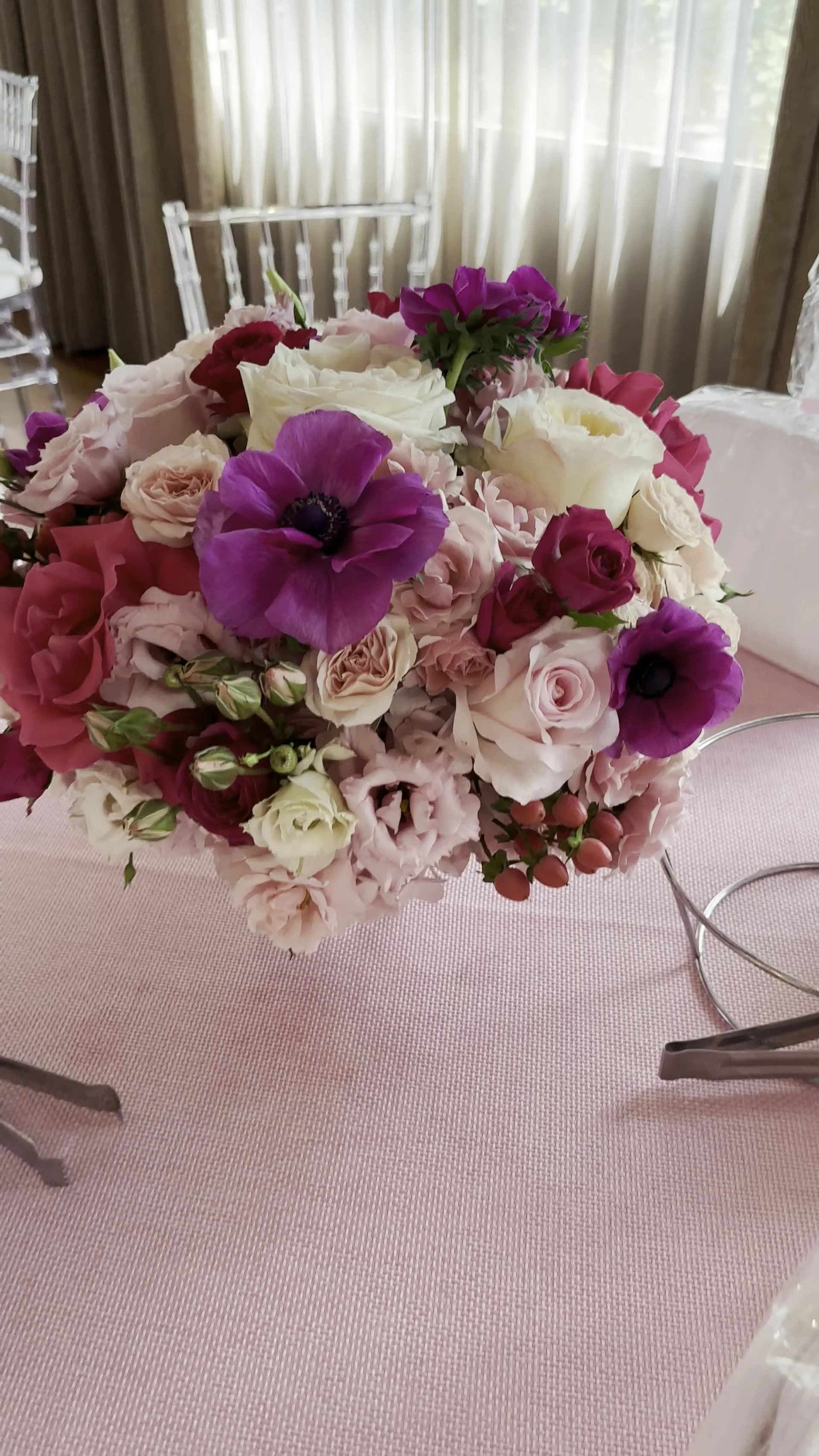 Full floral setup at the bridal shower