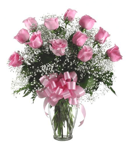 Dozen pink roses bouquet