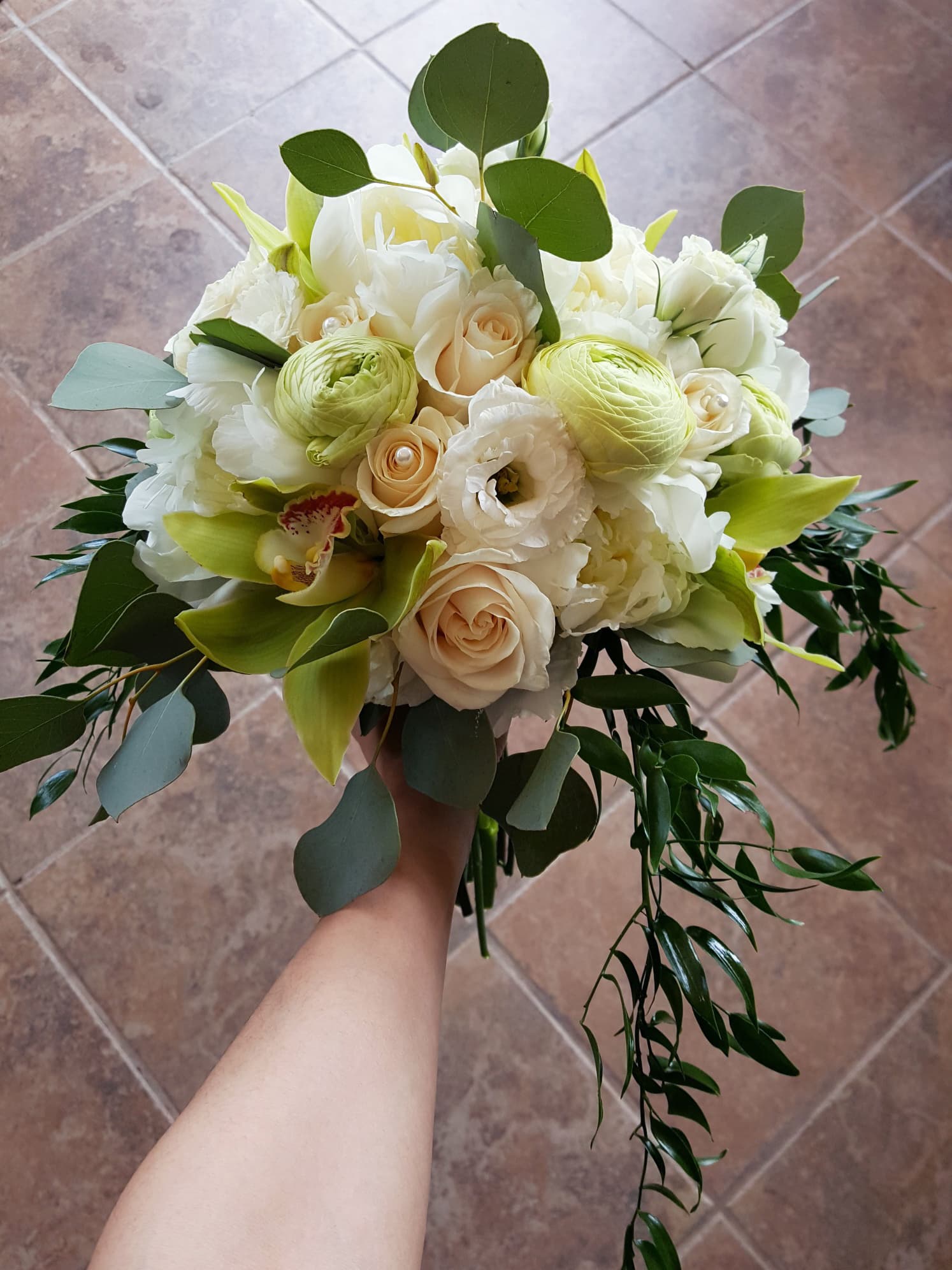 Talita's Bouquet with blush roses and white peonies
