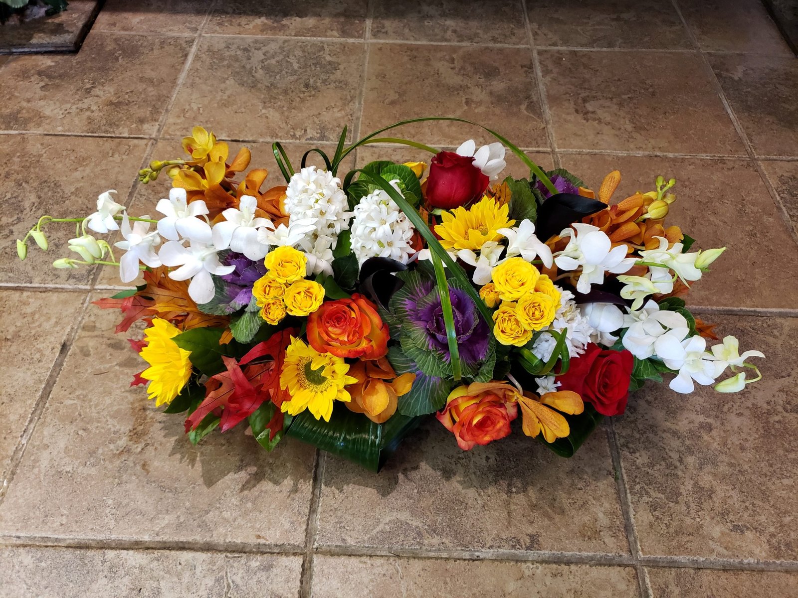 Falling Leaves autumn arrangement in rust and amber