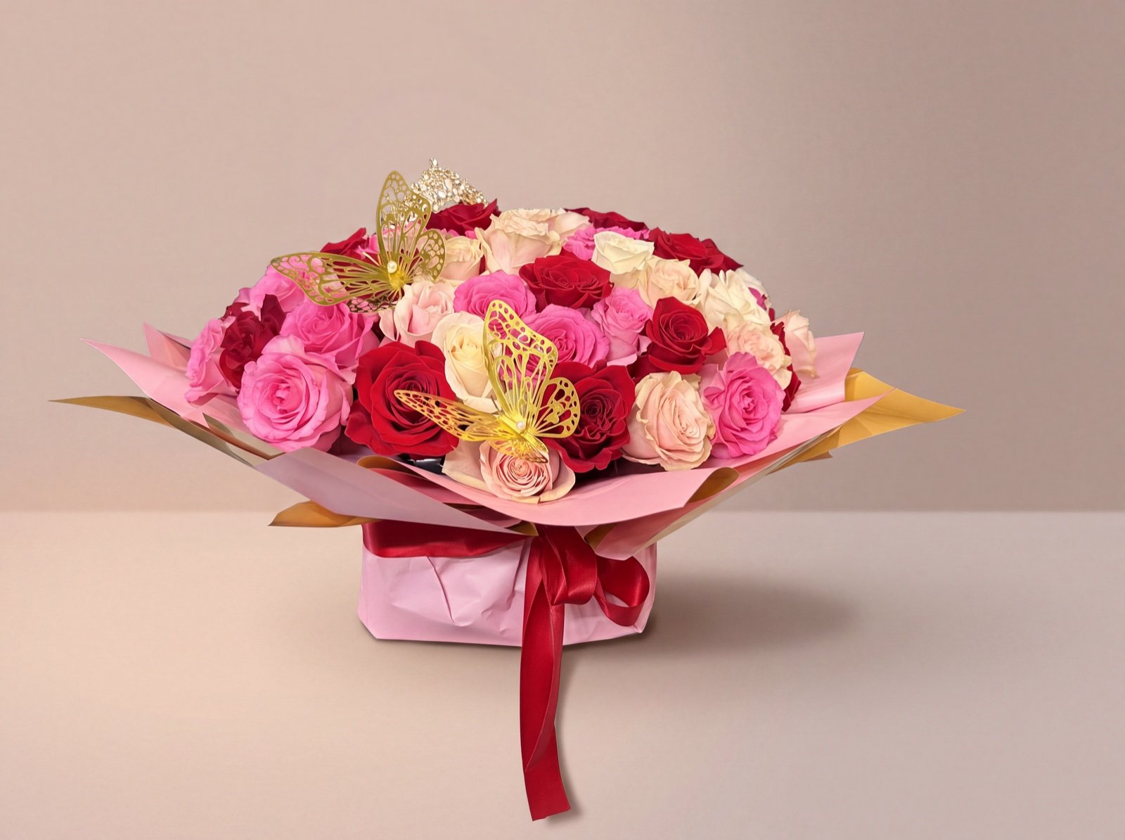 Ramo de 100 rosas, vista frontal