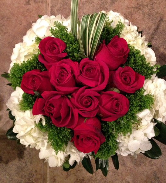 The Heart You Hold red and burgundy rose bouquet